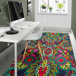 Colorful Floral Mandala Print Area Rug GearFrost
