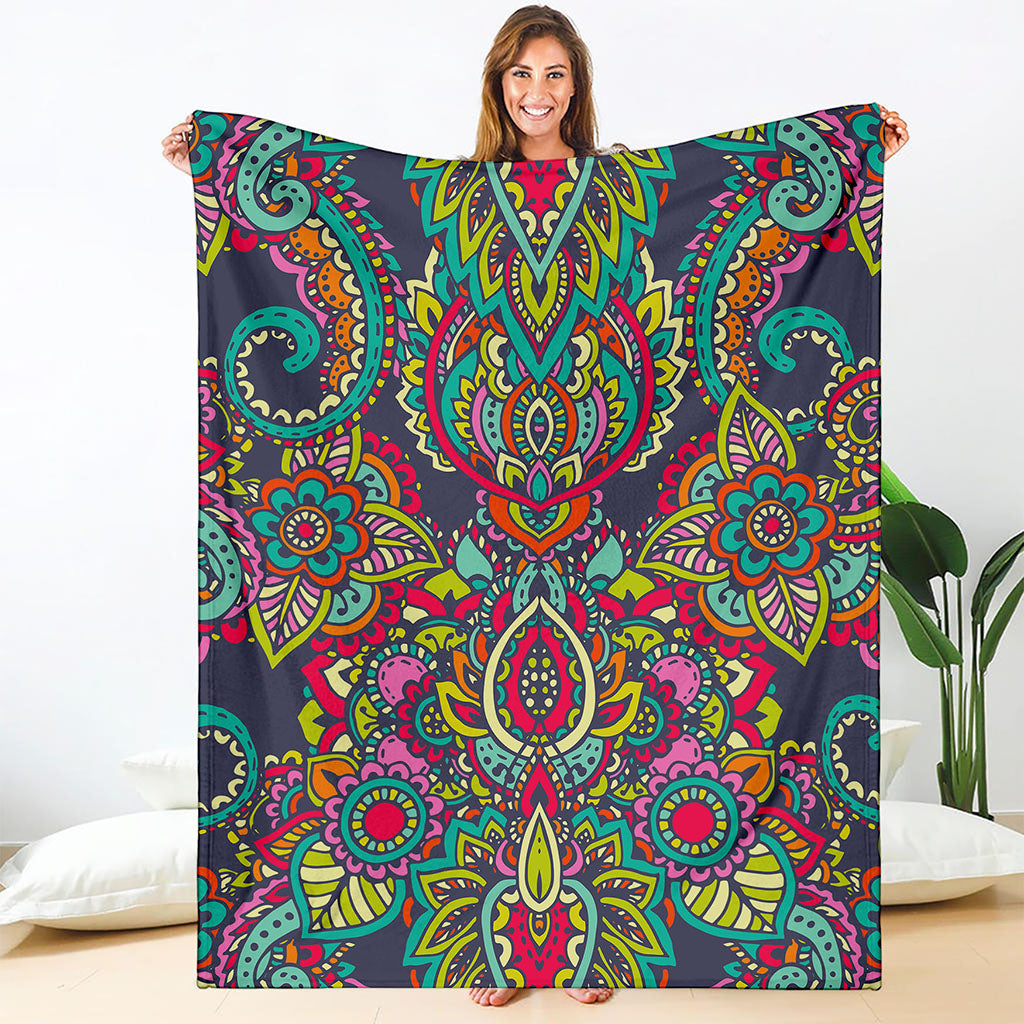 Colorful Floral Mandala Print Blanket