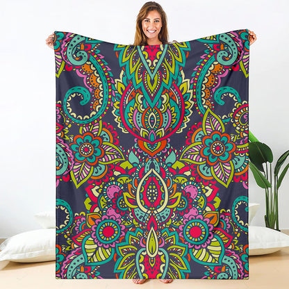 Colorful Floral Mandala Print Blanket