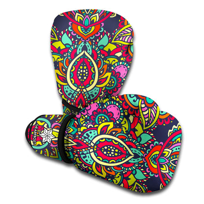 Colorful Floral Mandala Print Boxing Gloves