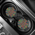 Colorful Floral Mandala Print Car Coasters