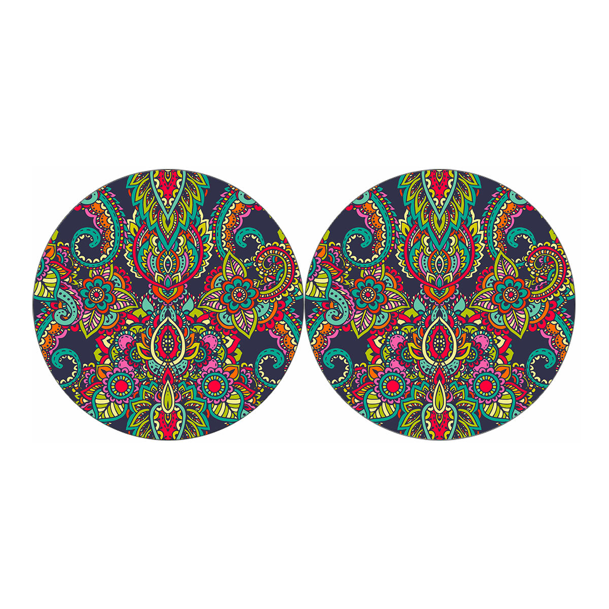 Colorful Floral Mandala Print Car Coasters