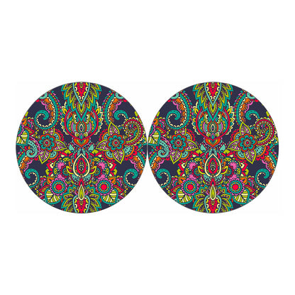 Colorful Floral Mandala Print Car Coasters