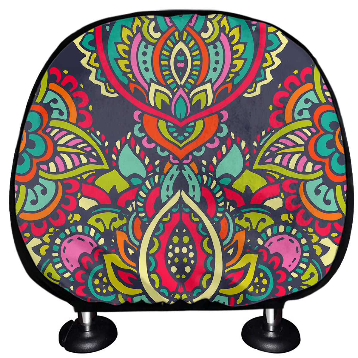 Colorful Floral Mandala Print Car Headrest Covers