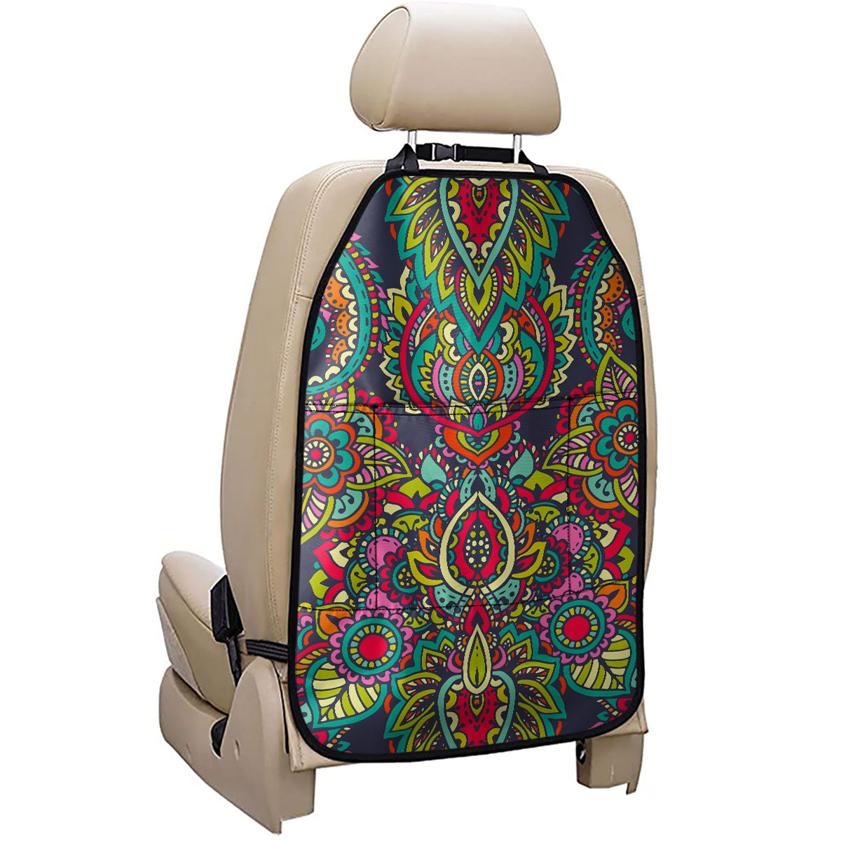 Colorful Floral Mandala Print Car Seat Organizers