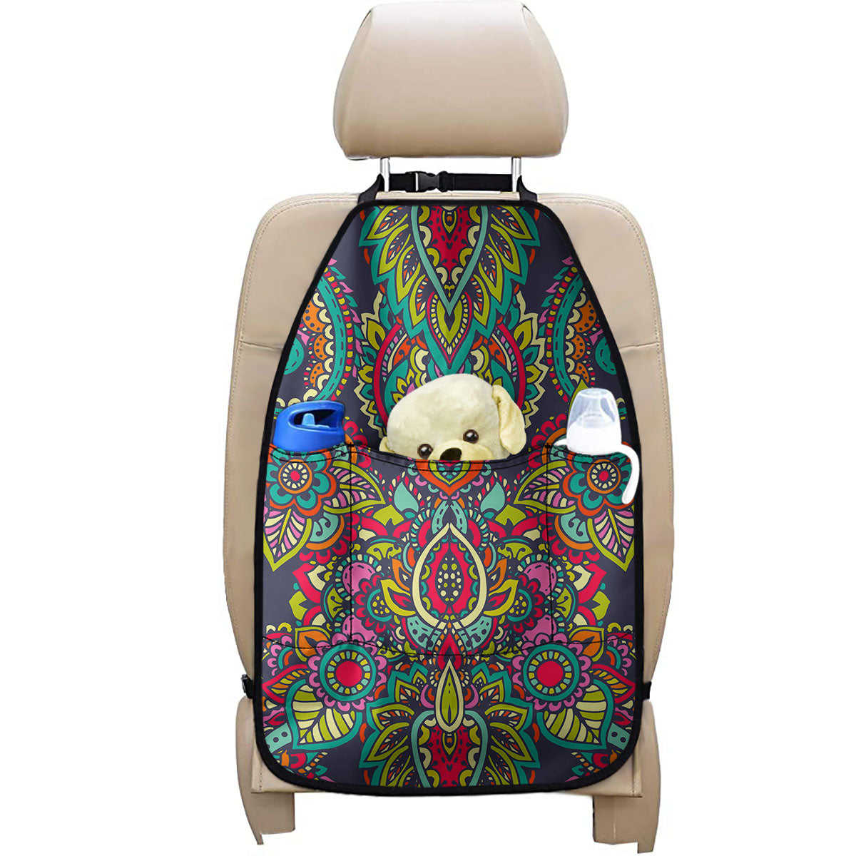 Colorful Floral Mandala Print Car Seat Organizers