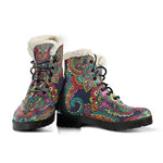 Colorful Floral Mandala Print Comfy Boots GearFrost