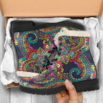 Colorful Floral Mandala Print Comfy Boots GearFrost