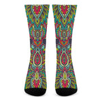 Colorful Floral Mandala Print Crew Socks