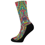 Colorful Floral Mandala Print Crew Socks