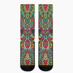 Colorful Floral Mandala Print Crew Socks
