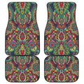 Colorful Floral Mandala Print Front and Back Car Floor Mats