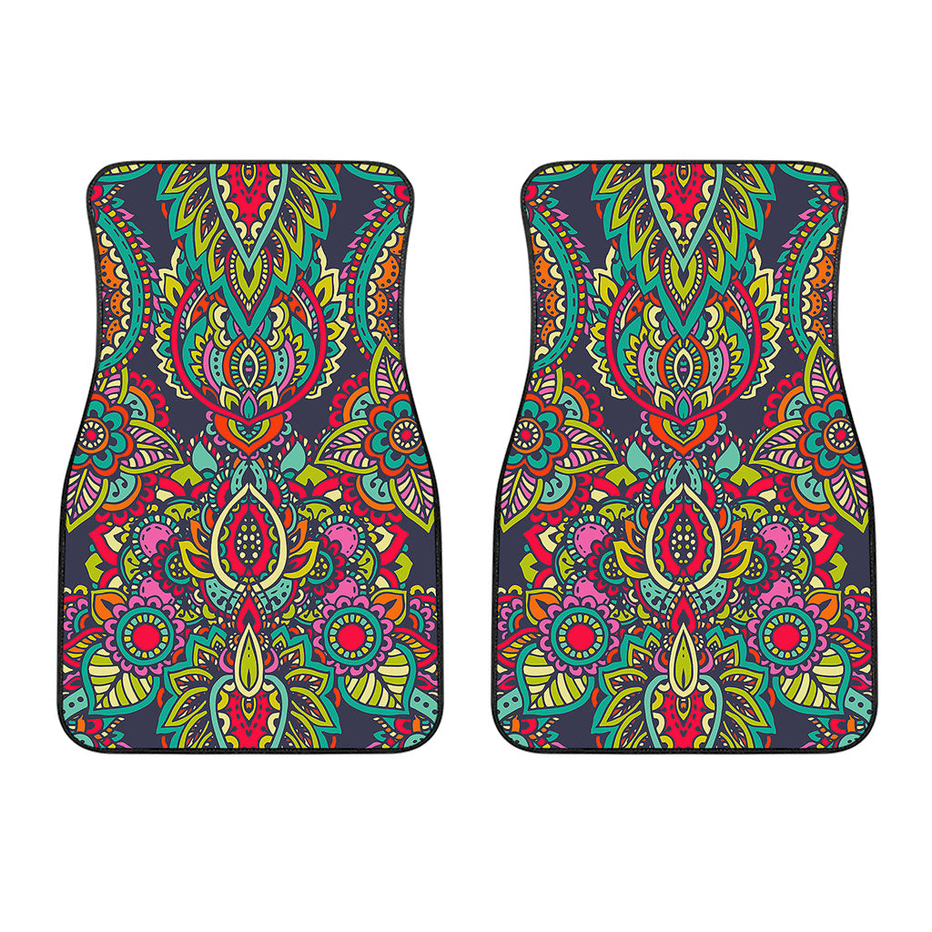 Colorful Floral Mandala Print Front Car Floor Mats