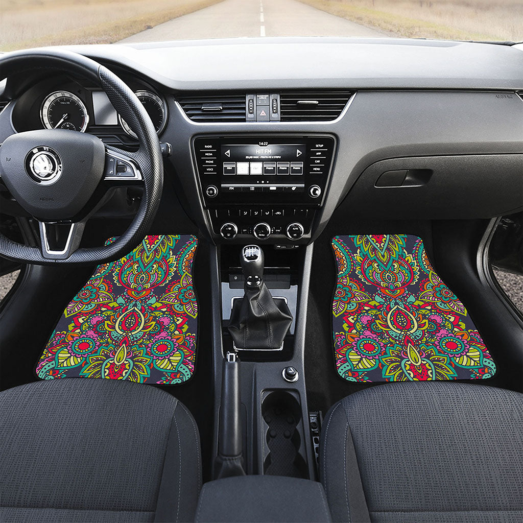 Colorful Floral Mandala Print Front Car Floor Mats