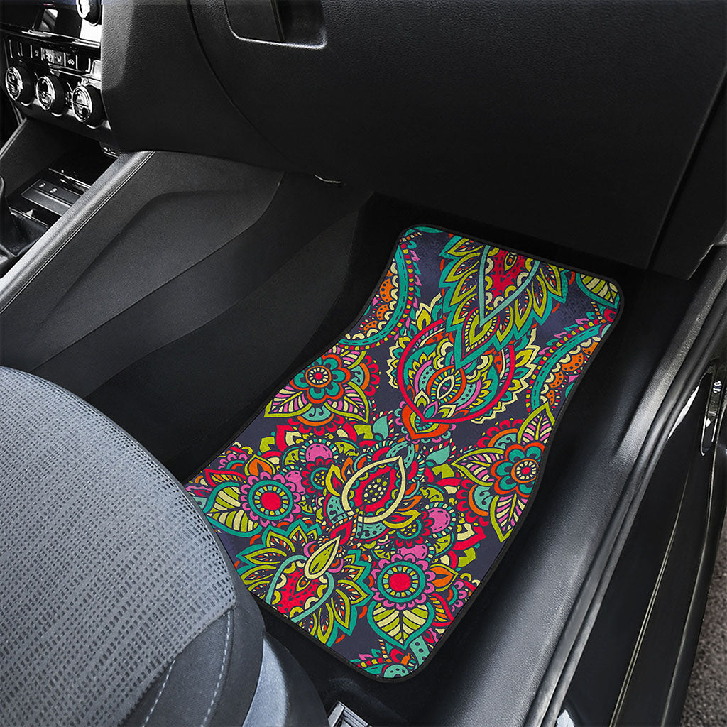 Colorful Floral Mandala Print Front Car Floor Mats
