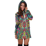 Colorful Floral Mandala Print Hoodie Dress GearFrost