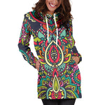 Colorful Floral Mandala Print Hoodie Dress GearFrost