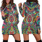 Colorful Floral Mandala Print Hoodie Dress GearFrost
