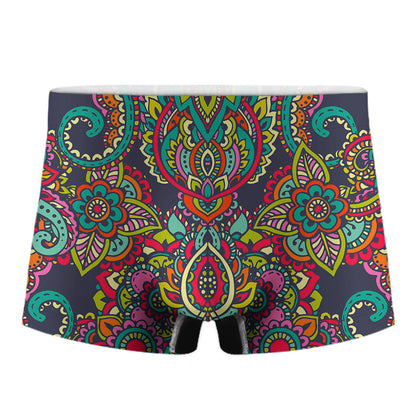 Colorful Floral Mandala Print Men's Boxer Briefs