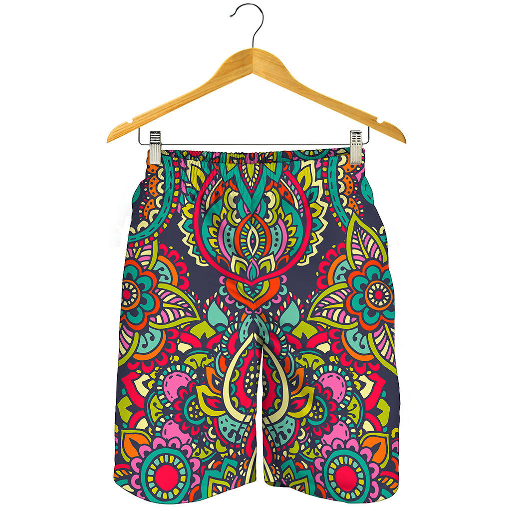 Colorful Floral Mandala Print Men's Shorts