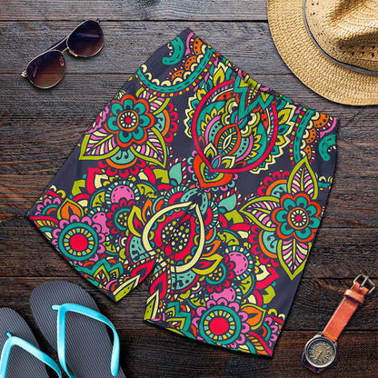 Colorful Floral Mandala Print Men's Shorts