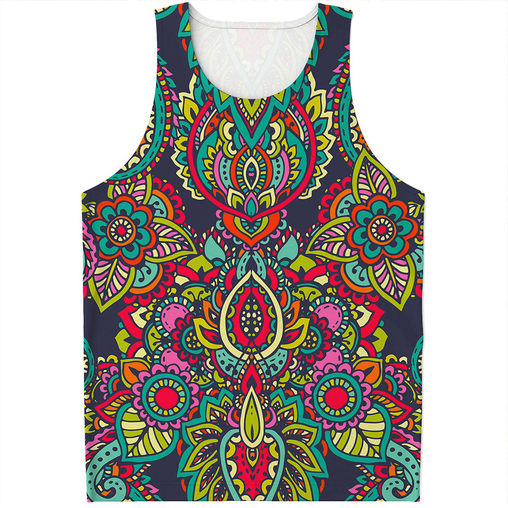 Colorful Floral Mandala Print Men's Tank Top
