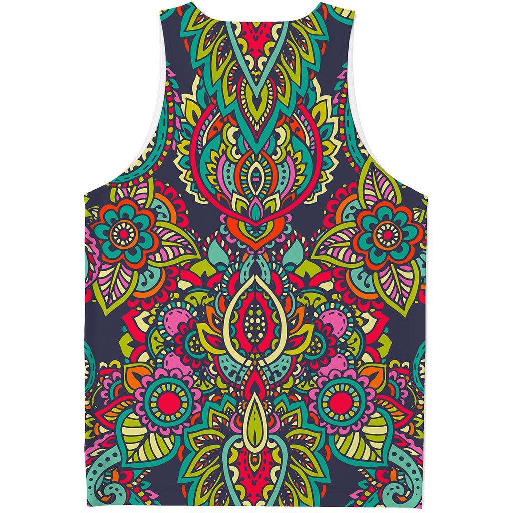 Colorful Floral Mandala Print Men's Tank Top