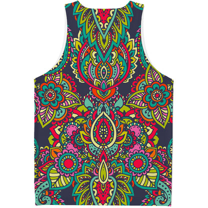 Colorful Floral Mandala Print Men's Tank Top
