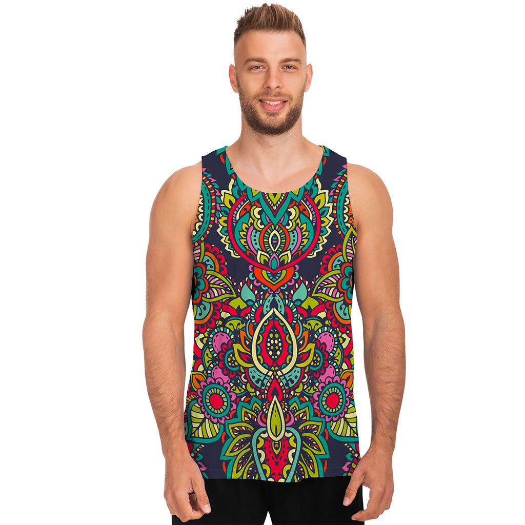 Colorful Floral Mandala Print Men's Tank Top