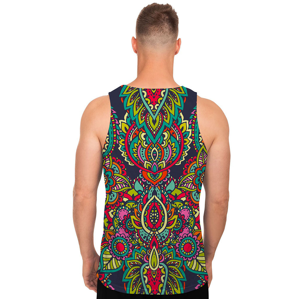Colorful Floral Mandala Print Men's Tank Top
