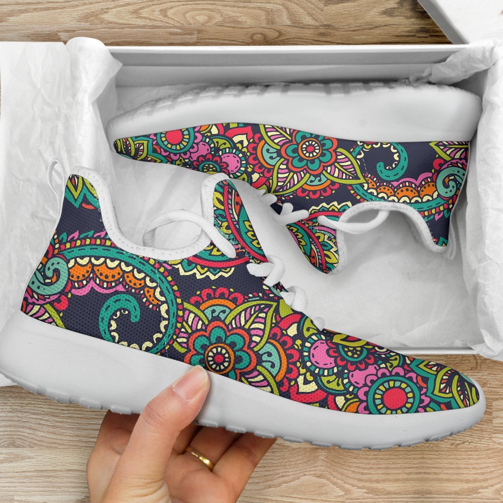 Colorful Floral Mandala Print Mesh Knit Shoes GearFrost