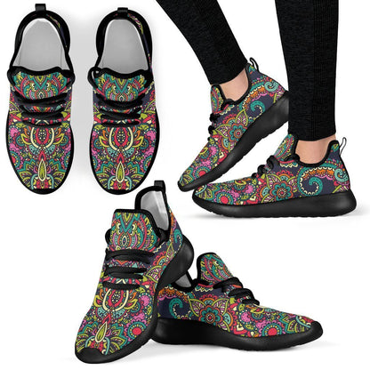 Colorful Floral Mandala Print Mesh Knit Shoes GearFrost