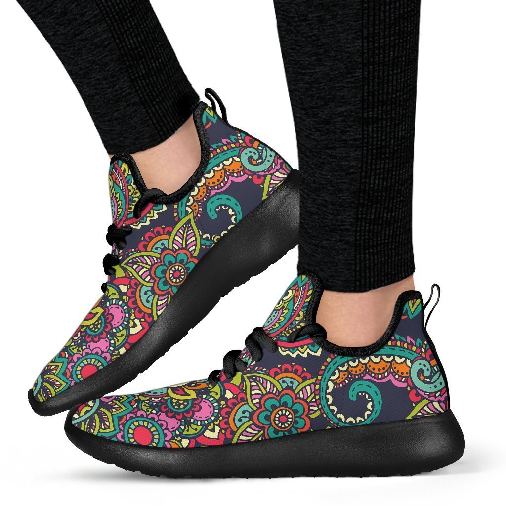 Colorful Floral Mandala Print Mesh Knit Shoes GearFrost