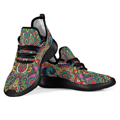 Colorful Floral Mandala Print Mesh Knit Shoes GearFrost