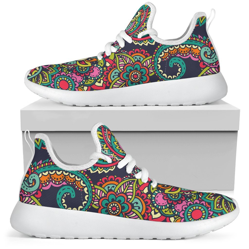 Colorful Floral Mandala Print Mesh Knit Shoes GearFrost