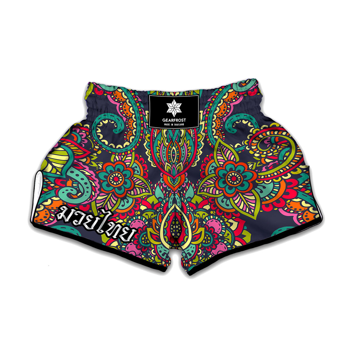 Colorful Floral Mandala Print Muay Thai Boxing Shorts