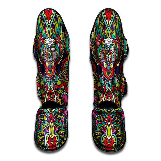 Colorful Floral Mandala Print Muay Thai Shin Guard