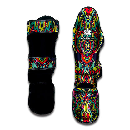 Colorful Floral Mandala Print Muay Thai Shin Guard