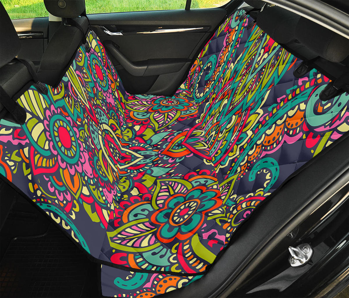 Colorful Floral Mandala Print Pet Car Back Seat Cover