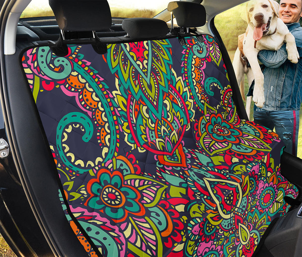 Colorful Floral Mandala Print Pet Car Back Seat Cover