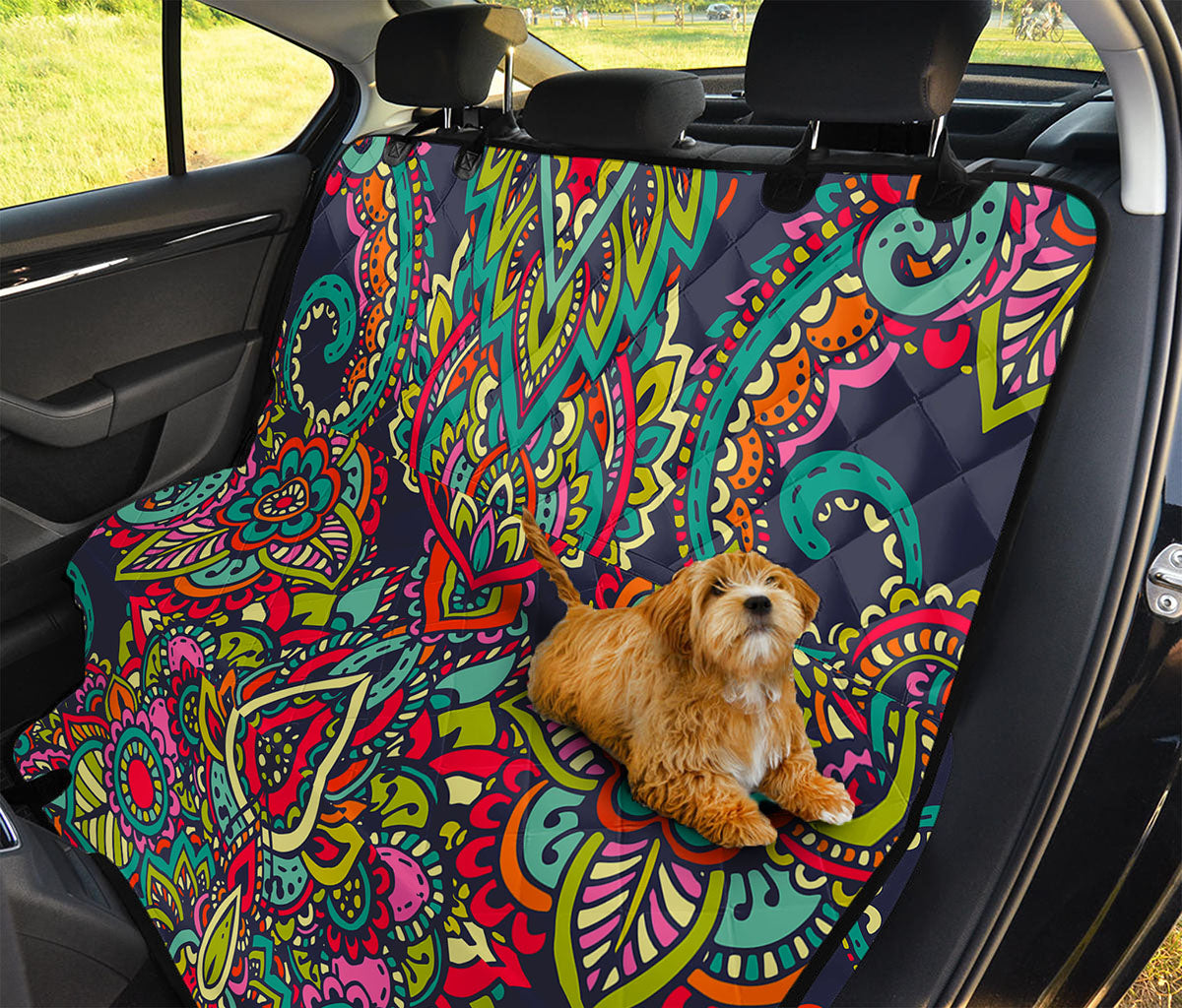 Colorful Floral Mandala Print Pet Car Back Seat Cover