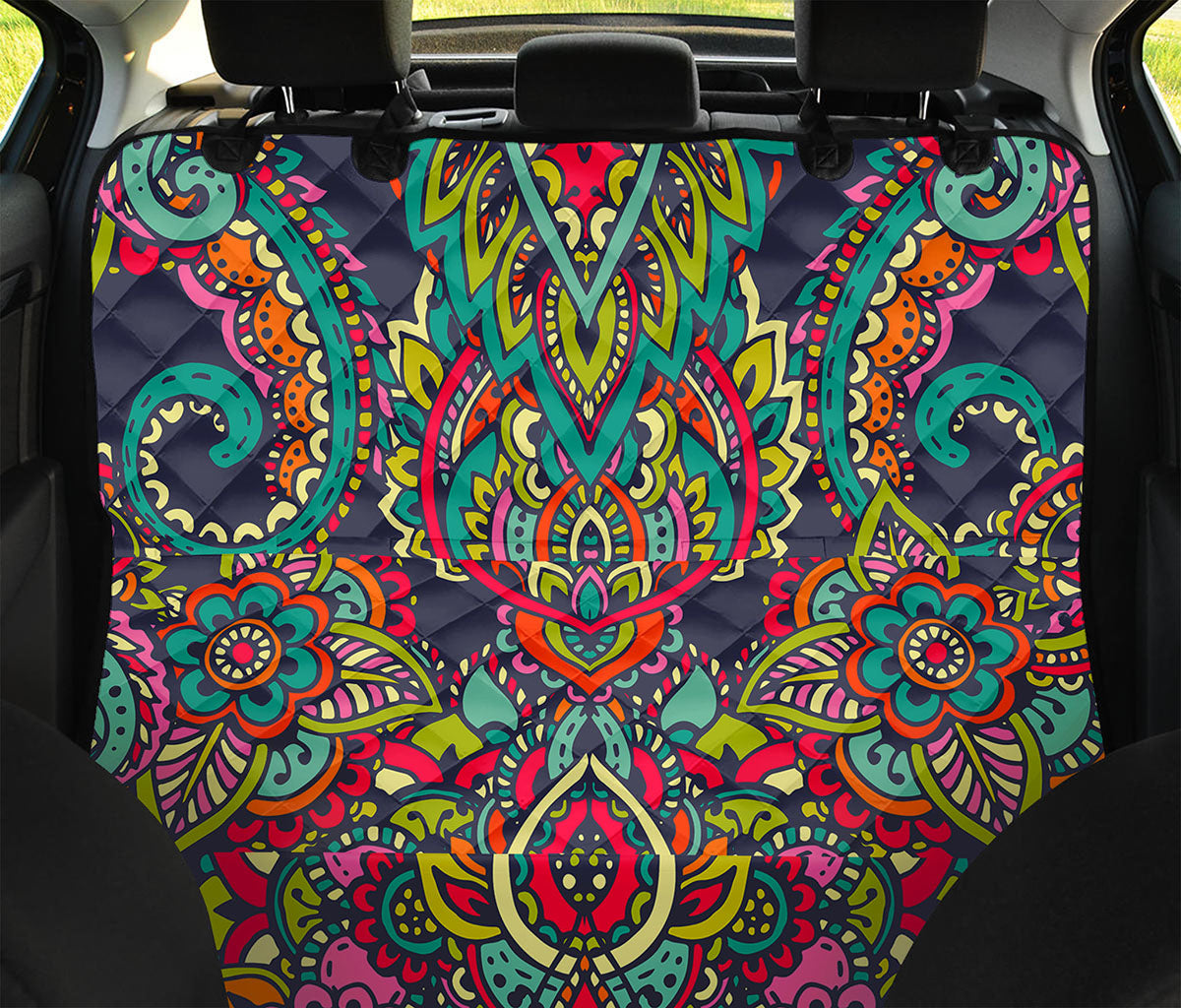 Colorful Floral Mandala Print Pet Car Back Seat Cover