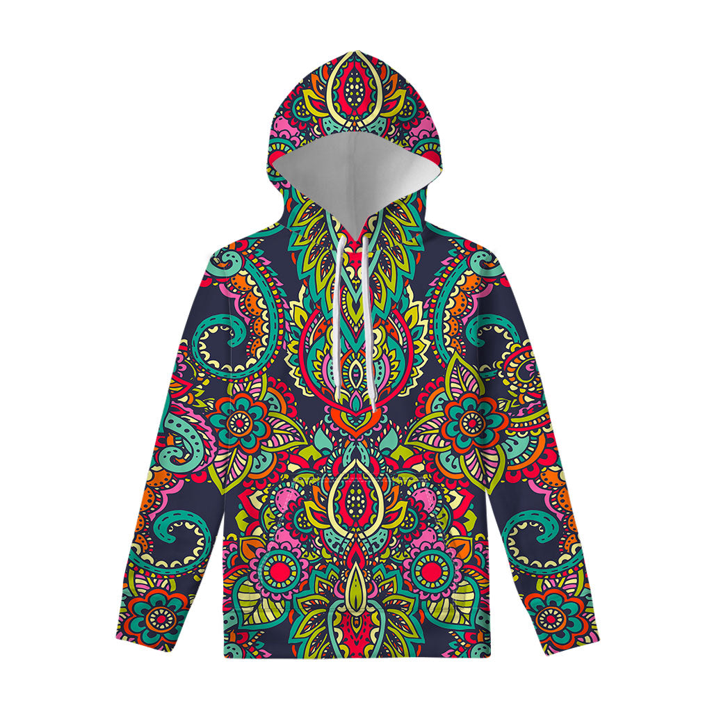 Colorful Floral Mandala Print Pullover Hoodie