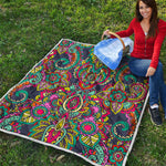 Colorful Floral Mandala Print Quilt