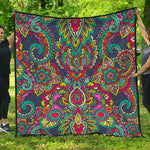 Colorful Floral Mandala Print Quilt