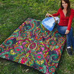 Colorful Floral Mandala Print Quilt