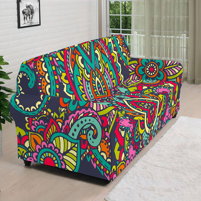 Colorful Floral Mandala Print Sofa Cover
