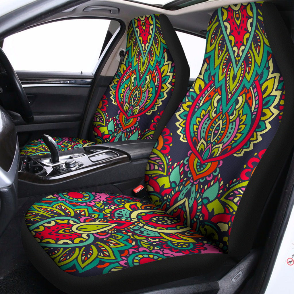 Colorful Floral Mandala Print Universal Fit Car Seat Covers