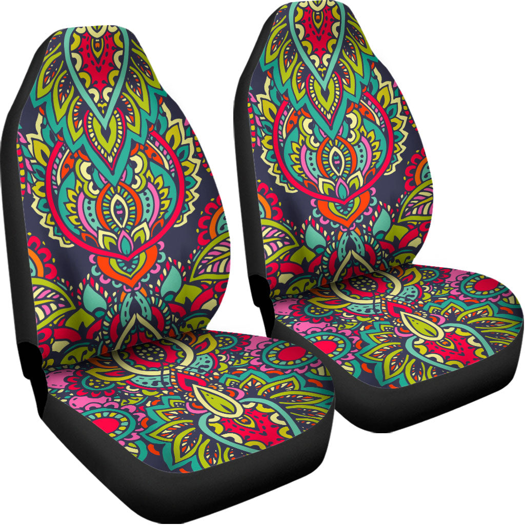 Colorful Floral Mandala Print Universal Fit Car Seat Covers