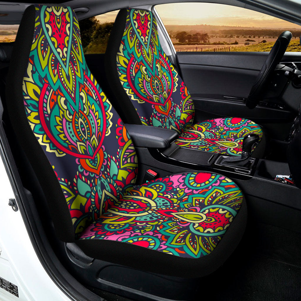 Colorful Floral Mandala Print Universal Fit Car Seat Covers